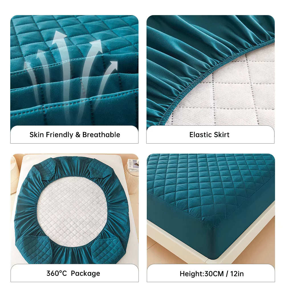 Protège-Matelas Matelassé 160x200x30 cm Imperméable – Housse Respirante Anti-Taches – Confort Doux & Ajustement Parfait